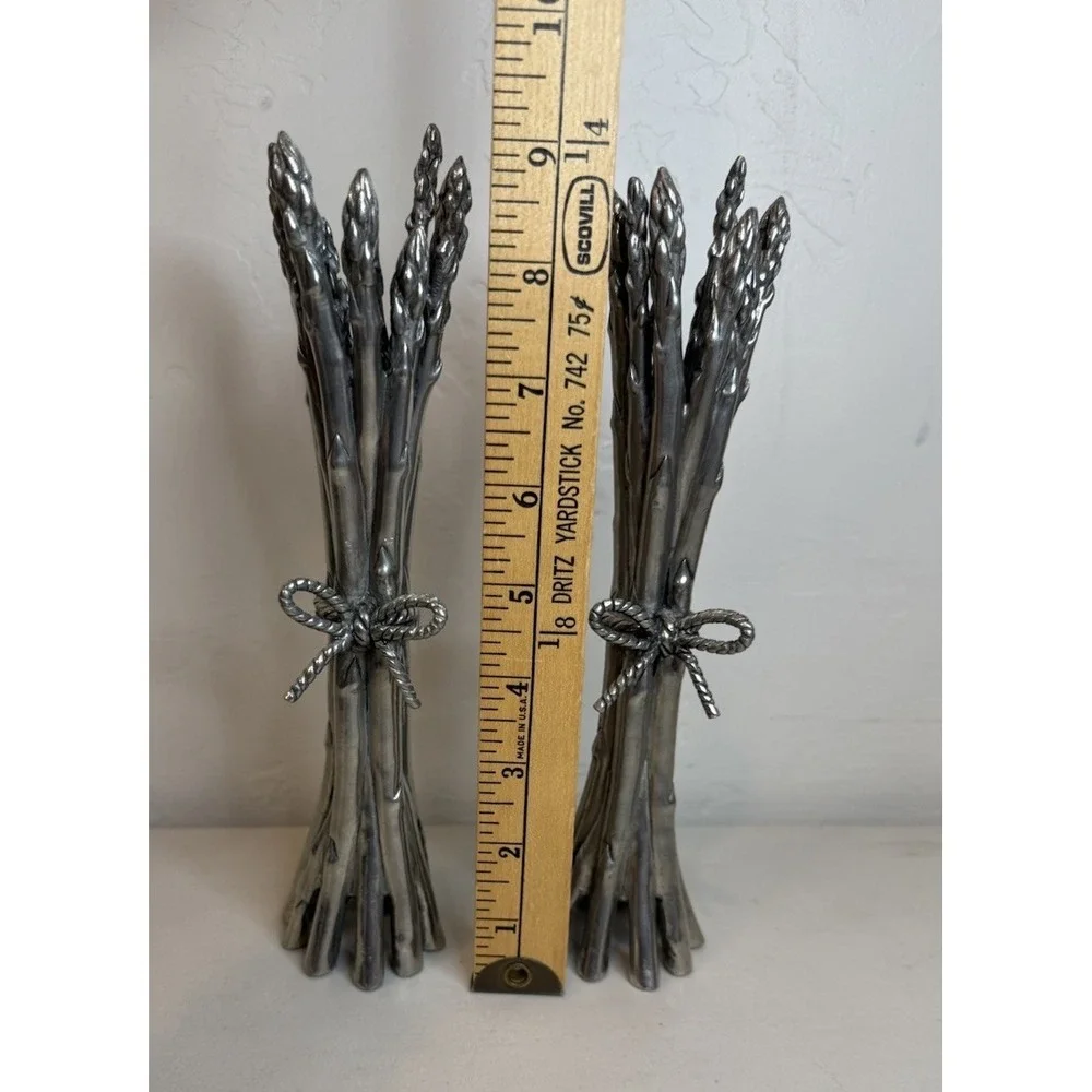 Vagabond‎ House Pewter Asparagus Candlesticks Farmers Market Candle Holder Pair